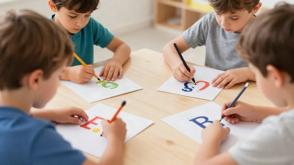 أطفال يتعلمون الحروف والأرقام